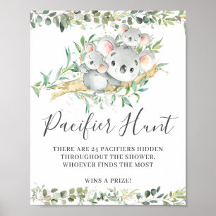 Affiche Jeu de Baby shower de chasse des jumeaux Koalas