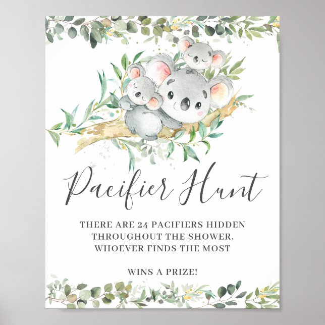 Affiche Jeu de Baby shower de chasse des jumeaux Koalas (Devant)