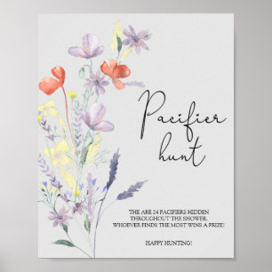 Affiche Jeu de baby shower de chasse Fleur sauvage de Boho