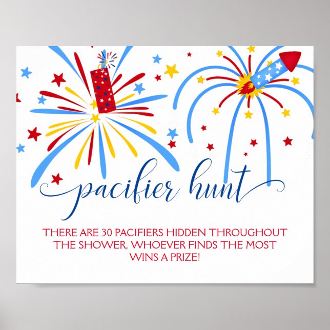 Affiche Jeu de Baby shower de chasse rouge blanc et pacifi (Devant)