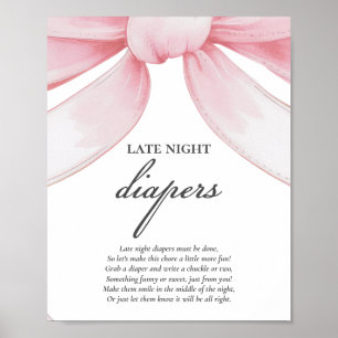 Affiche Jeu de Baby shower de Diapositives de nuit rose Bo