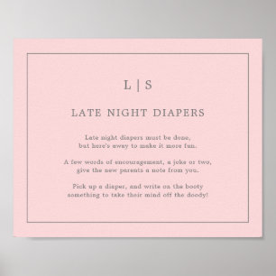 Affiche Jeu de Baby shower de Diapositives de nuit rose si