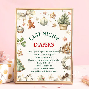 Affiche Jeu de Baby shower de Noël "Dernier Night Diapers"