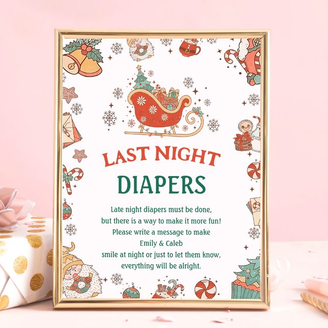 Affiche Jeu de Baby shower de Noël "Dernier Night Diapers" (Créateur téléchargé)