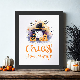 Affiche Jeu de Baby shower "Devinez combien" d'Halloween