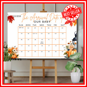 Affiche Jeu de Baby Shower DEVINEZ LA DATE D'ACCouchement