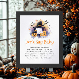 Affiche Jeu de Baby shower "Don't Say Baby" pour Halloween