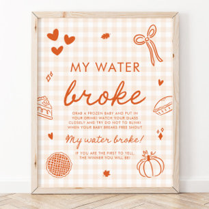 Affiche Jeu de Baby Shower 'Fall Cutie Pie My Water Broke'
