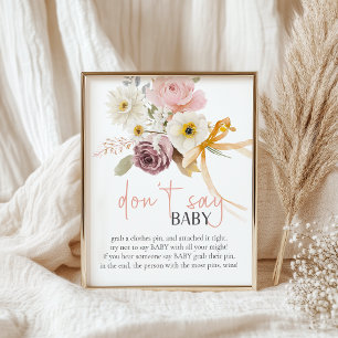 Affiche Jeu de baby shower floral de printemps doux N' dit