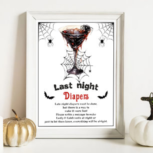 Affiche Jeu de Baby shower Halloween "Dernier Night Diaper