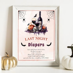Affiche Jeu de Baby shower Halloween "Dernier Night Diaper