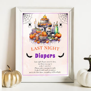 Affiche Jeu de Baby shower Halloween "Dernier Night Diaper