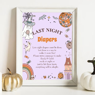 Affiche Jeu de Baby shower Halloween "Dernier Night Diaper