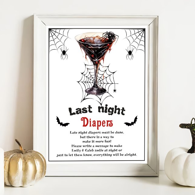 Affiche Jeu de Baby shower Halloween "Dernier Night Diaper (Créateur téléchargé)