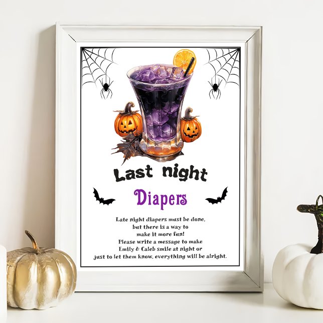 Affiche Jeu de Baby shower Halloween "Dernier Night Diaper (Créateur téléchargé)