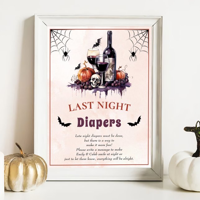 Affiche Jeu de Baby shower Halloween "Dernier Night Diaper (Créateur téléchargé)