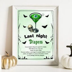 Affiche Jeu de Baby shower Halloween "Dernier Night Diaper