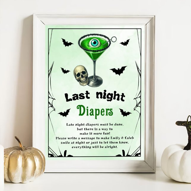 Affiche Jeu de Baby shower Halloween "Dernier Night Diaper (Créateur téléchargé)
