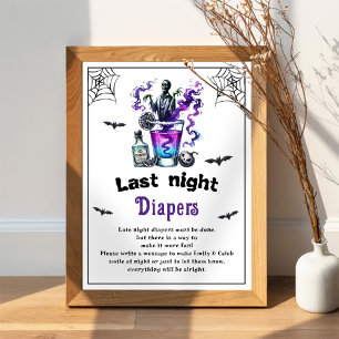 Affiche Jeu de Baby shower Halloween "Dernier Night Diaper