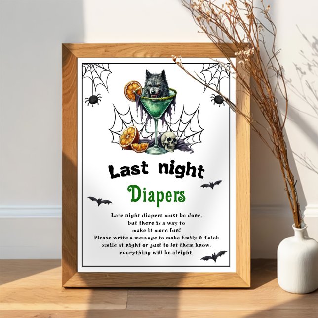 Affiche Jeu de Baby shower Halloween "Dernier Night Diaper (Créateur téléchargé)