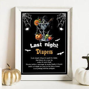Affiche Jeu de Baby shower Halloween "Dernier Night Diaper