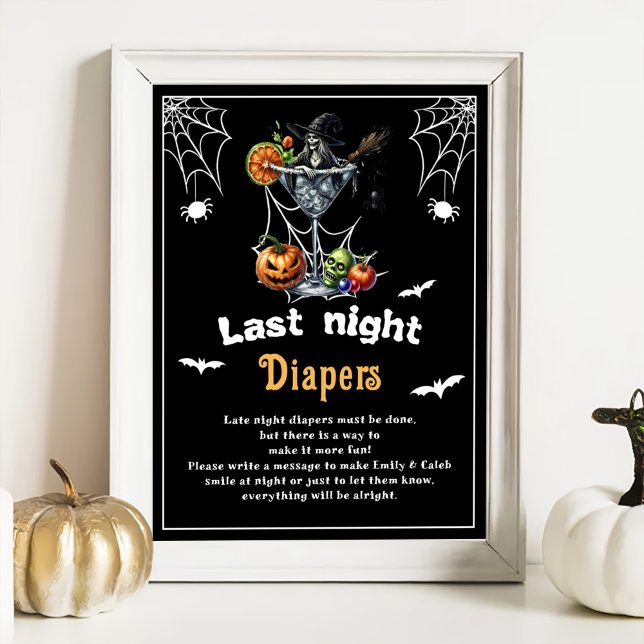 Affiche Jeu de Baby shower Halloween "Dernier Night Diaper (Créateur téléchargé)