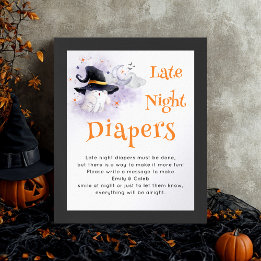 Affiche Jeu de Baby shower Halloween 'Late Night Diapers'