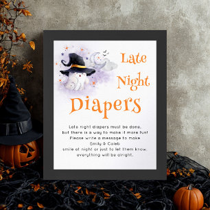 Affiche Jeu de Baby shower Halloween 'Late Night Diapers'