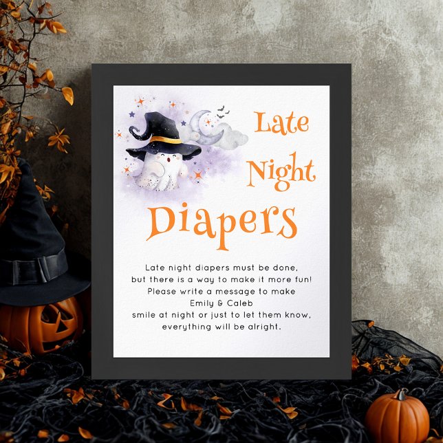 Affiche Jeu de Baby shower Halloween 'Late Night Diapers' (Créateur téléchargé)
