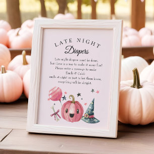 Affiche Jeu de Baby shower Halloween "Late Night Diapers"