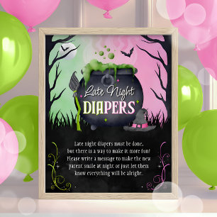 Affiche Jeu de Baby shower Halloween "Late Night Diapers"