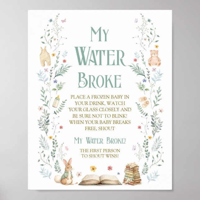 Affiche Jeu de Baby Shower Livre Mon Eau a Éclaté (Devant)