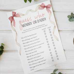 Affiche Jeu de Baby Shower Maman ou Papa Fleurs Douces