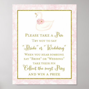 Affiche Jeu de Baby Shower Mariage Cygne Rose Imprimé