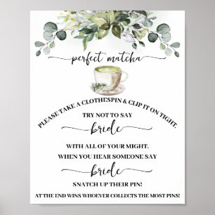 Affiche Jeu de Baby Shower Mariage Eucalyptus et Matcha av