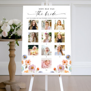 Affiche Jeu de Baby Shower Mariage Fleurs Sauvages Bohème