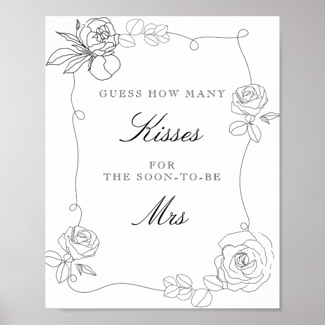 Affiche Jeu de Baby Shower Mariage Floral Devine Combien d (Devant)
