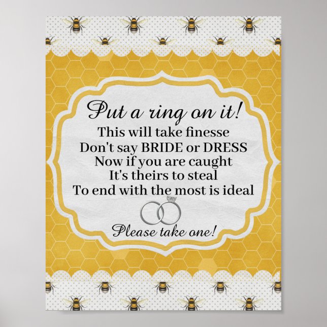 Affiche Jeu de Baby Shower "Mettez-lui une bague" (Devant)