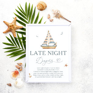 Affiche Jeu de Baby shower nautique Diaporama tard la nuit