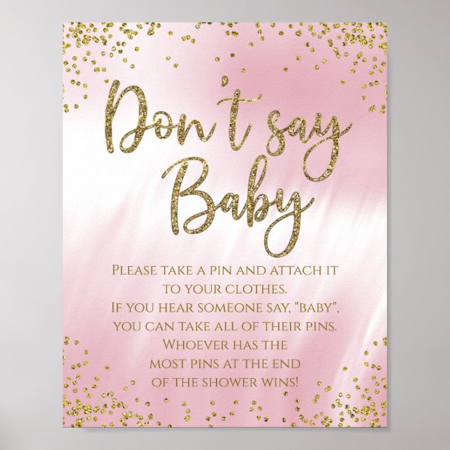 Affiche Jeu de baby shower 'Ne dites pas bébé' (Devant)