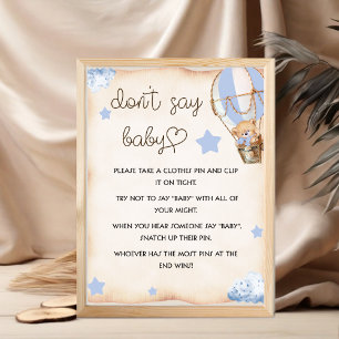 Affiche Jeu de baby shower n'écrivez pas panneau bébé bleu