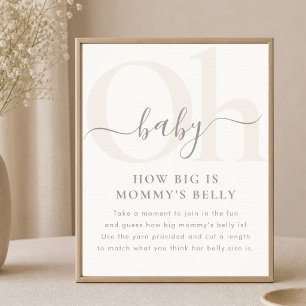 Affiche Jeu de Baby Shower Neutre Oh Bébé Devine le Ventre