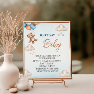 Affiche Jeu de Baby Shower : Ours Bleu Charmant Ne Dis Pas