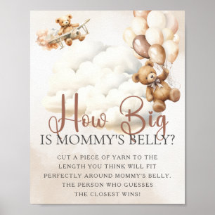 Affiche JEU DE BABY SHOWER Ours COMBIEN LE VENTRE DE MAMAN