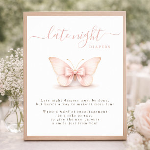 Affiche Jeu de Baby Shower Papillon Signe de Couches de Nu