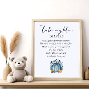 Affiche Jeu de Baby Shower Petit Citrouille Couches de Nui