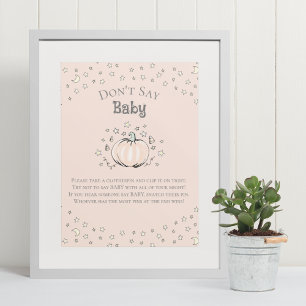 Affiche Jeu de Baby Shower 'Pumpkin Don't Say Baby'