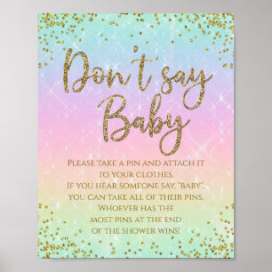 Affiche Jeu de baby shower Rainbow Don't Say Baby