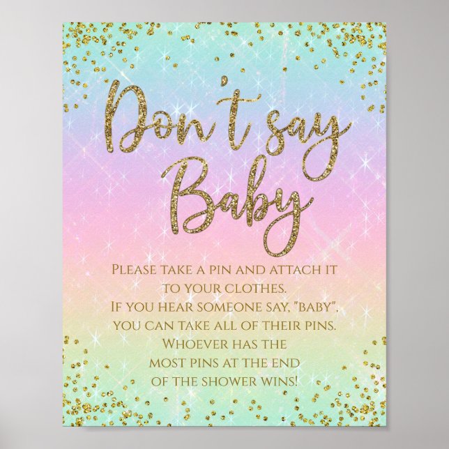 Affiche Jeu de baby shower Rainbow Don't Say Baby (Devant)