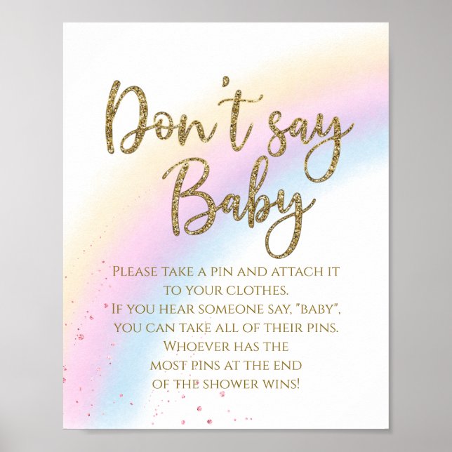 Affiche Jeu de baby shower Rainbow Don't Say Baby Baby (Devant)